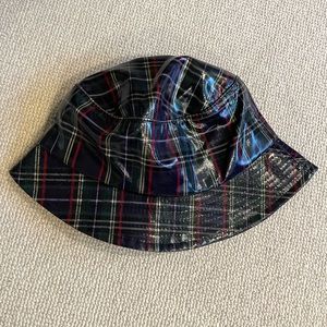 Blue and Red Plaid Bucket Hat with Water-Resistant Fabric